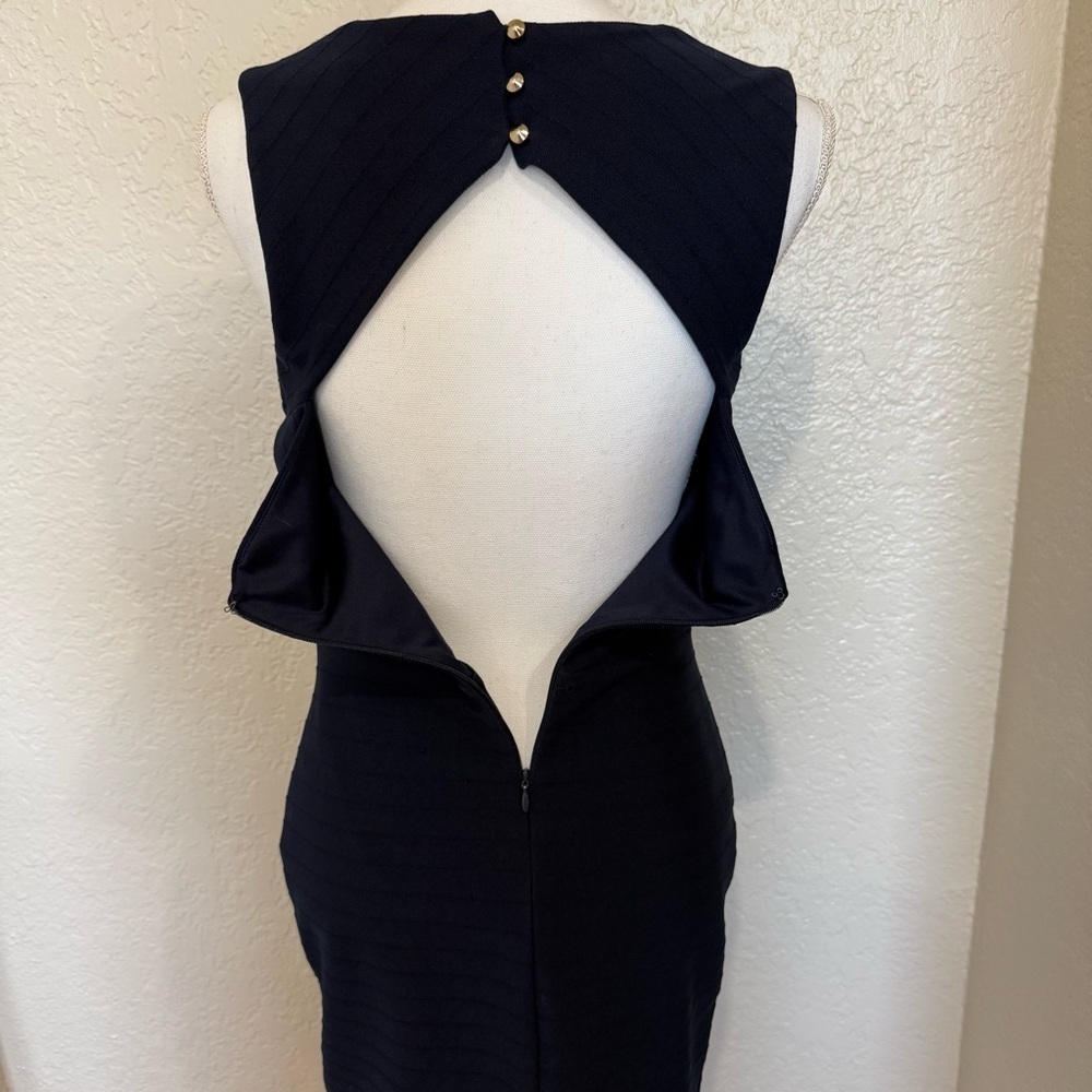 GUESS Navy Blue Bodycon Dress Size 6 Modern Cocktail Minimalist Chic 90s Revival - Picture 7 of 11